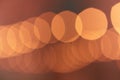 Horizontal blurred texture light bulbs in cafe, abstract background