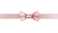 Horizontal border with rose pink color ribbon bow