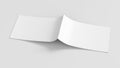 Horizontal brochure or booklet cover mock up on white. Brochure is open and upside down. Isolated with clipping path around brochu