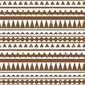 Horizontal Brown white vector monochrome abstract geometric seamless border pattern. Illustration contains lines, dots, triangles Royalty Free Stock Photo