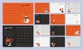 Horizontal calendar or planner 2022. Tiger year. Seasons. Set of 12 monthly pages. Organizer scheduler timetable vector Royalty Free Stock Photo