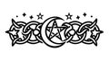 Horizontal Celtic Knot Border with Celestial Stars and Moon, vector design Generative AI Royalty Free Stock Photo