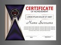 Horizontal certificate or diploma template with elegant elements design. Vector