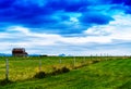 Horizontal classic Norway landscape house cloudscape