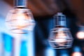 Horizontal cold cafe lamp bokeh background Royalty Free Stock Photo