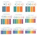 Horizontal color arrows, templates infographics for 2,3,4,5,6,7,8,9,10 positions. Timeline