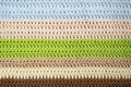 horizontal colored crochet lines pattern, beige, blue, green and brown colors Royalty Free Stock Photo