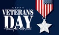 Horizontal colored veteran day poster with medal Vector