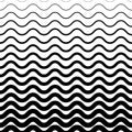 Horizontal curved pattern. Fades waves. Black gradient on white background. Halftone gradation line texture. Fading patern. Faded