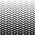 Horizontal curved pattern. Fades waves. Black gradient on white background. Halftone gradation line texture. Fading patern. Faded