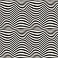 Horizontal curved wavy lines pattern. Dynamical 3D effect, illusion of movement.