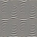 Horizontal curved wavy lines pattern. Dynamical 3D effect, illusion of movement.