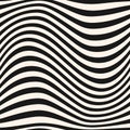 Horizontal curved wavy lines pattern. Striped monochrome vector