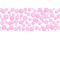 Horizontal decorative line with soap bubbles, background with pink water beads, pink blobs, vector foam illustration