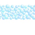 Horizontal decorative line with soap bubbles, background with realistic water beads, pink blobs, vector foam