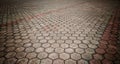 Horizontal design on the floor with octagon shape bricks, texture for pattern and background.