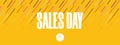 Horizontal design of the poster for the day of sale. Multi-colored lines on a yellow background with a button. Suitable