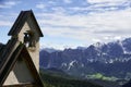 Small chapel and blue sky at Passo di Giau, Dolomites