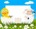 Horizontal Easter Frame - Chick & Lamb