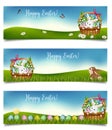 Horizontal Easter holiday banners. Vector