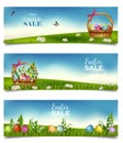 Horizontal Easter sale banners. Vector Royalty Free Stock Photo