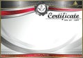 Horizontal elegant Masonic certificate with abstract waves. Black and red inserts on a white background. Royalty Free Stock Photo