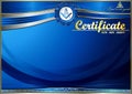 Horizontal elegant Masonic certificate with abstract waves. In blue tones. Royalty Free Stock Photo