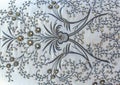 horizontal elegant pale white intricate hand stitched floral designs vintage victorian fabric wallpaper background