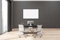 Horizontal empty canvas in grey manager office Royalty Free Stock Photo