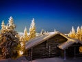 Horizontal Finnish Christmas New Year house star trails backgrou