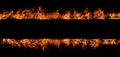 Horizontal fire line burning on black background. Fire border with heat. Dynamic flame line. Fire abstract frame border. Fire hot Royalty Free Stock Photo