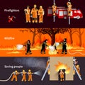 Horizontal Firefighter People Banners Set