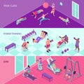 Isometric Fitness Banners Set Royalty Free Stock Photo