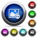 Horizontal flip image round glossy buttons