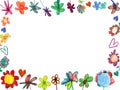 Horizontal flowers frame, child illustration Royalty Free Stock Photo