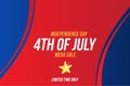 Horizontal Format Flyer Celebrate Happy 4th of July - Independence Day. Mega sale and hot discounts. National American holiday eve
