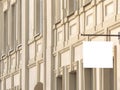 Horizontal front view of blank rectangular signboard on a building classical architecture building