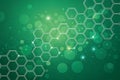 Horizontal green abstract trellised or cellular background for modern design - Green abstract background with molecular structure