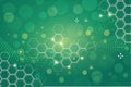 Horizontal green abstract trellised or cellular background for modern design - Green abstract background with molecular structure