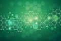 Horizontal green abstract trellised or cellular background for modern design - Green abstract background with molecular structure