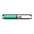 Green progress bar at 25 percent completion, isolated on white background Royalty Free Stock Photo