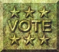 Carved VOTE and Stars on Marble Monument. 3D Illustration