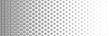 horizontal halftone of black circle in circle design for pattern and background