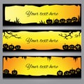 Horizontal Halloween banners with black frames and gradient