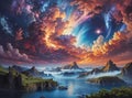 a colorful and lively fantasy landscape