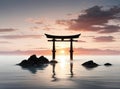 a torii in the middle of the water