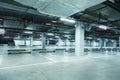 Horizontal image of empty underground parking lot