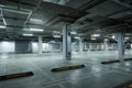 Horizontal image of empty underground parking lot Royalty Free Stock Photo