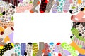 Horizontal image of multi-colored socks with different patterns on a white background Royalty Free Stock Photo