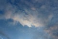 Expanse of pretty blue skies and wispy cloud cover at daybreak